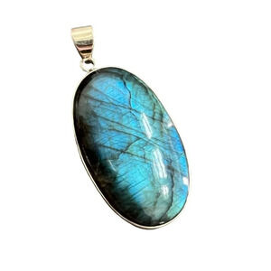 Large Labradorite Sterling Silver Pendant